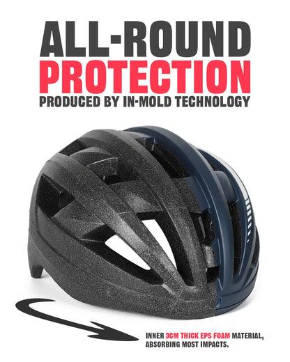 Victgoal Fahrradhelm MTB VG112 mit Magnet-Schutzbrille, Marine, L