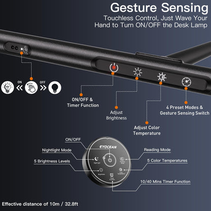 EYOCEAN LED Schreibtischlampe 80CM - Gestensteuerung, Augenschutz