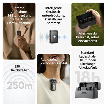 DJI Mic 2 Kabelloses Mikrofon Set (2 Sender + 1 Empfänger)