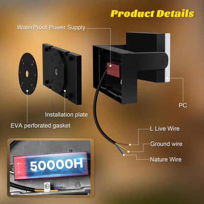 ledmo LED Wandleuchte Aussen 60W 5000 Lumen 3000K schwenkbar IP65