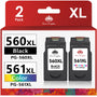 Toner Kingdom PG-560XL CL-561XL Patronen für Canon Pixma, 2er-Pack mit schwarzer und farbiger Druckerpatrone
