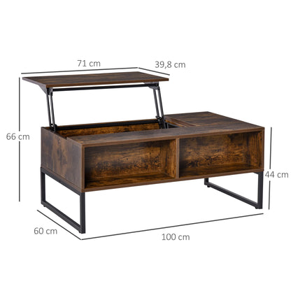 HOMCOM Wohnzimmer-Couchtisch Höhenverstellbar – Braun