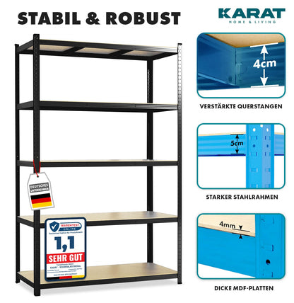 KARAT Schwerlast-Steckregal 2er Set 180x90x40cm Schwarz