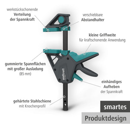 wolfcraft 2 Einhandzwingen PRO ERGO - 700 mm - 8677060