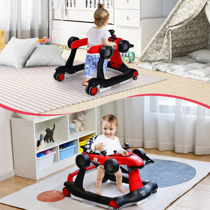 COSTWAY 4 in 1 Lauflernhilfe Gehfrei Autoförmig – Rot