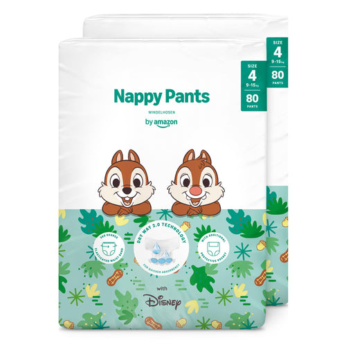by Amazon Disney Windelhosen Grösse 4 (9–15 kg), 160 Stück – weisse Windelhöschen mit Disney-Motiven