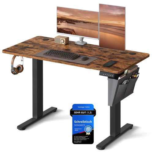 SONGMICS Elektrischer Stehschreibtisch 120x60cm vintagebraun LSD132K01. Höhenverstellbarer Schreibtisch zum ergonomischen Arbeiten.