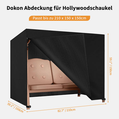 Dokon Hollywoodschaukel Abdeckung 3-Sitzer wasserdicht 210x150x150 cm