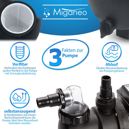 Miganeo Dynamic 8000 Pro Sandfilteranlage - Schwarz, 370mm