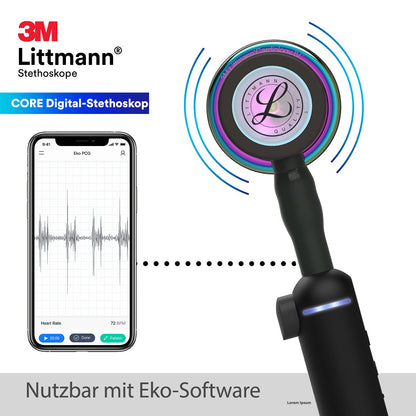 3M Littmann CORE Digital-Stethoskop 8572 - Hochglanz Regenbogen/Schwarz
