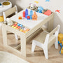 Clevich Kindersitzgruppe mit Stauraum, Tisch mit 2 Stühlen, Holzfarbe, MDF-Kindertisch mit wendbarer Tischplatte