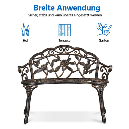 Yaheetech Gartenbank Bronze, wetterfeste 2-Sitzer Parkbank