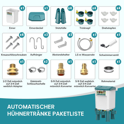 CHAMUTY Automatische Geflügeltränke 7L – Schwimmerventil