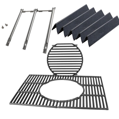 WELL GRILL Grillersatzteile Set für Weber Spirit 300 Serie Gasgrill mit Flavorizer Bars, Brennerrohr und Gusseisenrost