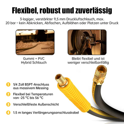 GLAHODEN Doppelarmiger einziehbarer Luftschlauchtrommel - 20M