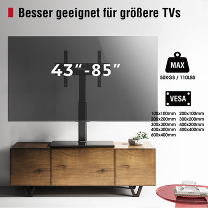AOKCOS Universal TV Standfuss höhenverstellbar bis 85 Zoll – Schwarz