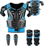 Fansport Motorrad Schutzjacke Kinder Protektoren Set 5-teilig Blau, mit Brustpanzer, Knie- und Ellbogenschonern