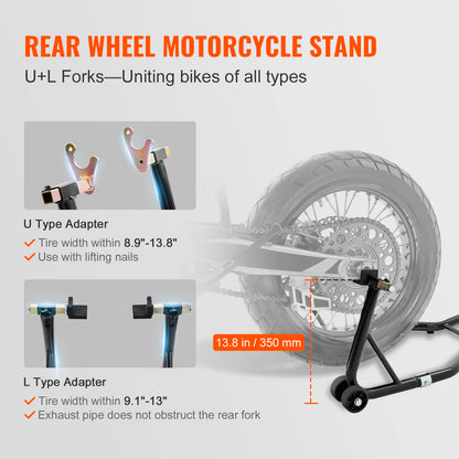 VEVOR Motorrad Montageständer Set Hinterrad U-Typ + L-Typ 0,39 t