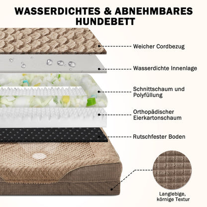 FURTIME Orthopädisches Hundebett Memory Foam XL - Braun