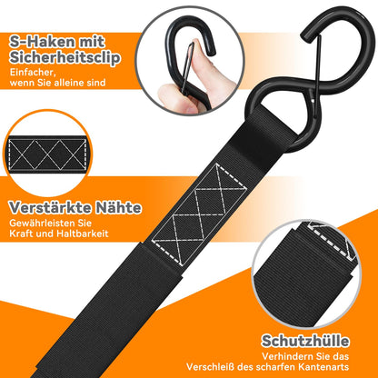 Ohuhu Spanngurte mit Ratsche, 4er-Set, 4,6 m, 1500 kg Bruchlast