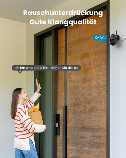 ieGeek 2K Überwachungskamera Aussen Solar, PTZ mit Akku, IP65