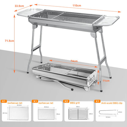 Sunjas Holzkohlegrill CA-12 Edelstahl Faltgrill Campinggrill tragbar