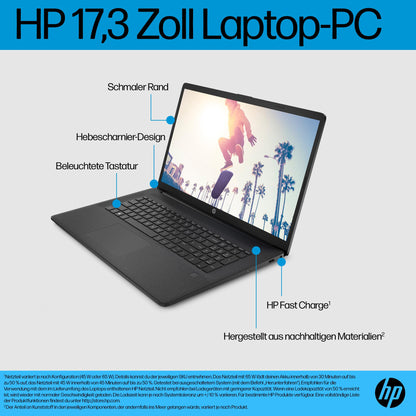 HP Laptop 17,3" FHD - Ryzen 3 7320U 512GB SSD Schwarz