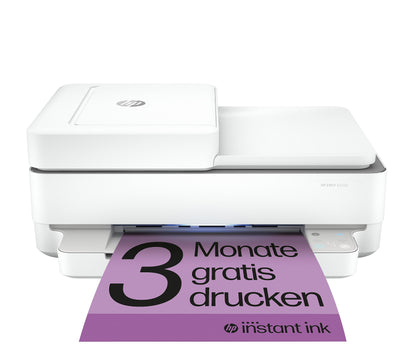 HP ENVY 6420e Multifunktionsdrucker mit HP+ und WLAN, weiß, rechteckig. Druckt, scannt und kopiert Dokumente drahtlos.