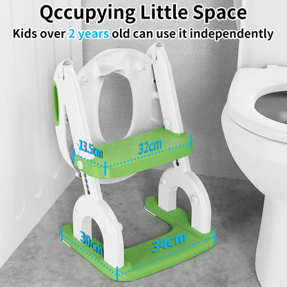 KYYOKE Toilettentrainer mit Treppe, 2-in-1 Kindertoilettensitz grün
