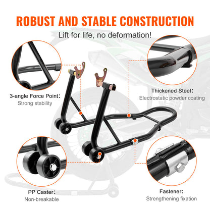 VEVOR Motorrad Montageständer Set Hinterrad U-Typ + L-Typ 0,39 t