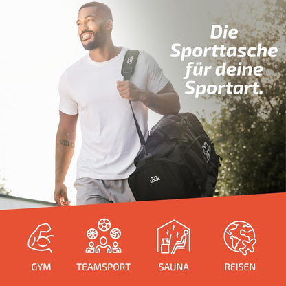 LODA Team Sporttasche 68L mit Schuhfach, Nassfach & Rucksackfunktion
