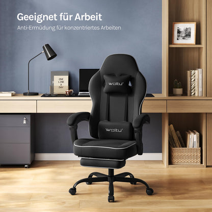 WOLTU Gaming Stuhl Stoff Federunterlage Gamer Sessel - Schwarz GS10sz
