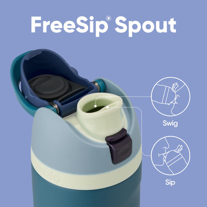 Owala FreeSip Trinkflasche Edelstahl 710 ml mit Strohhalm, Denim