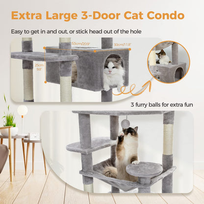 PAWZ Road Kratzbaum für Grosse Katzen, Stabil 184 cm – Grau