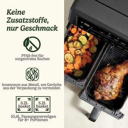 Cuisinart XXL Heissluftfritteuse 10.4 L, Zweizonen-Airfryer, PFAS-frei
