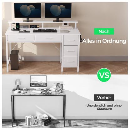 Seventable Gaming Computertisch 120cm – LED & Steckdosen Weiss