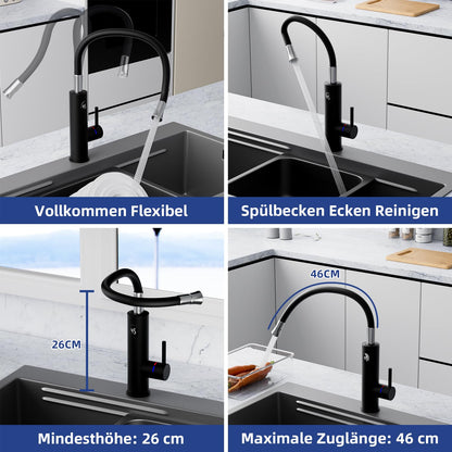 Elektrische Küchenarmatur Durchlauferhitzer – Sofort Heiss Schwarz