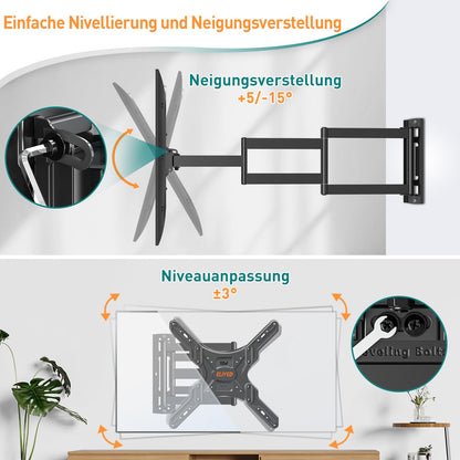 ELIVED EV3018 TV Wandhalterung Eck Lang Arm Ausziehbar
