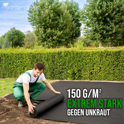 GardenGloss Unkrautvlies 150 g/m², Gartenvlies 25 m x 1 m, 1 Rolle