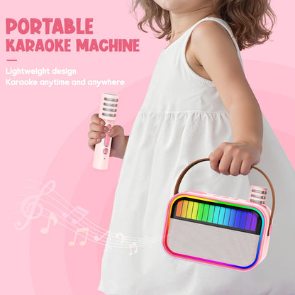 Ankuka Karaoke Maschine mit 2 Mikrofonen, Bluetooth, Rosa