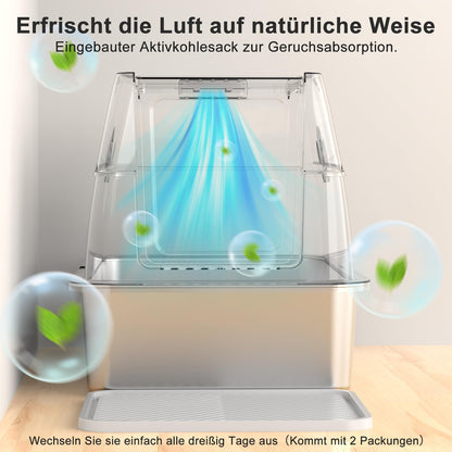 FURTIME XXL Katzenklo Edelstahl – Geschlossen mit Deckel