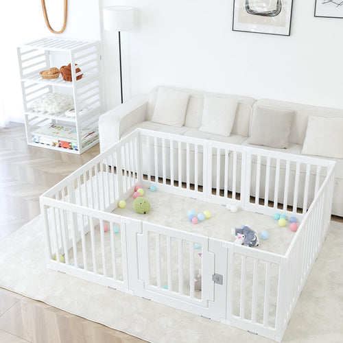 Gupamiga Baby Laufstall Laufgitter, rechteckiges Gitter, 150x180 cm. Bietet Babys eine sichere Spiel- und Begrenzungsfläche.