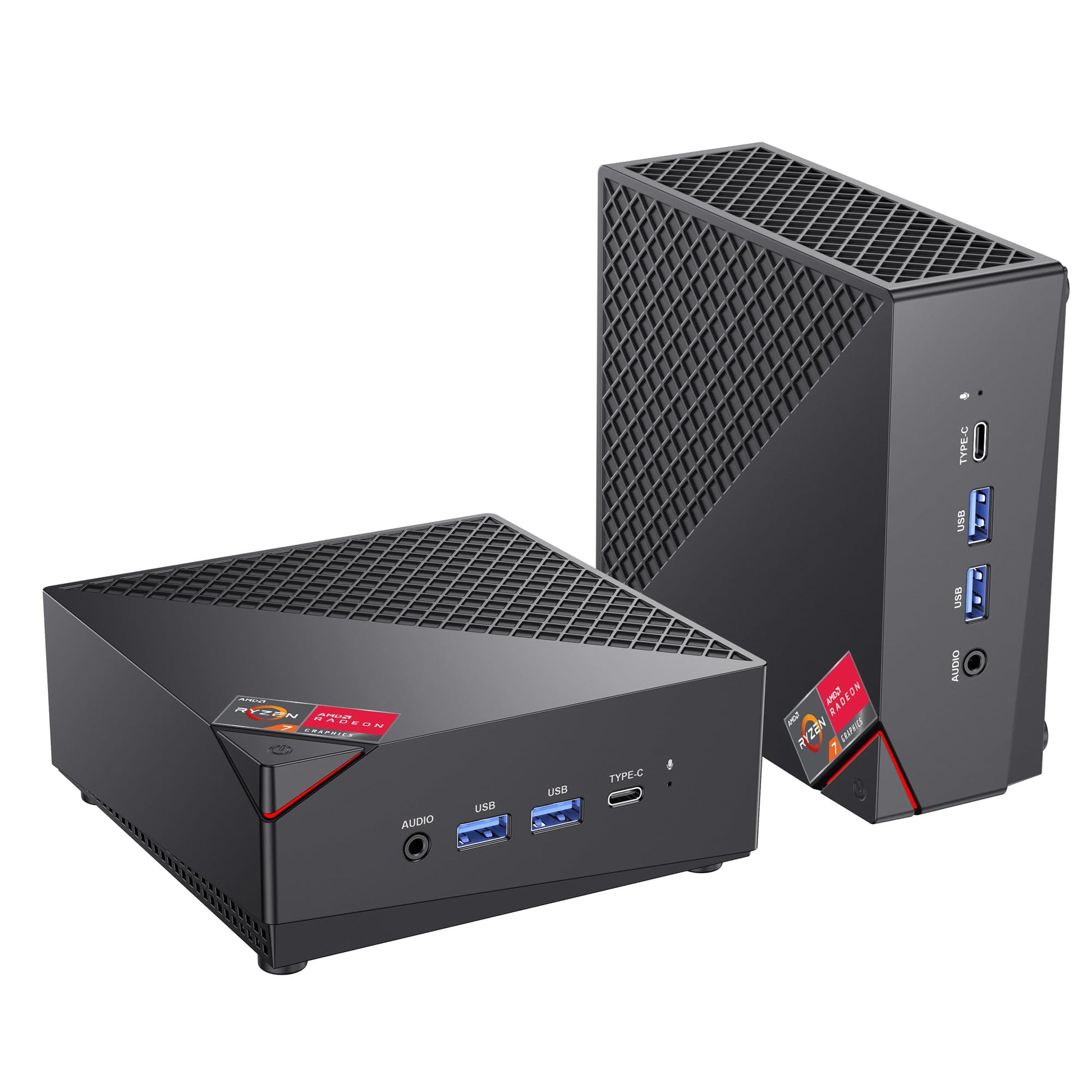 ACEMAGICIAN AM06 Pro Mini PC - Ryzen 7 5700U 32GB/512GB. Rechteckiger, schwarzer PC für Office- und Multimedia-Anwendungen.