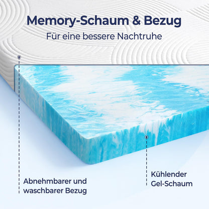 SakuraHome Matratzentopper 160x200 cm Gel-Memory-Schaum H2/H3, 8 cm
