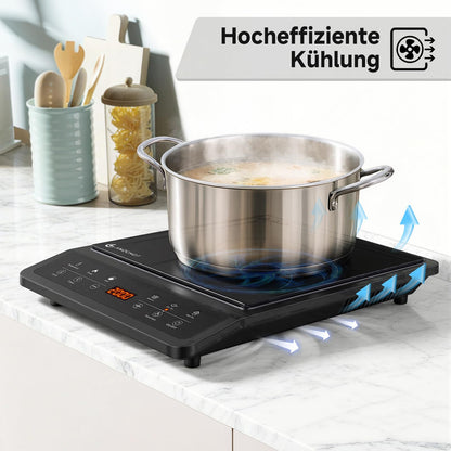 AMZCHEF Induktionskochfeld 1 Platte, 2000 W, Sensorsteuerung, Timer