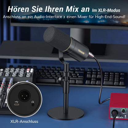 TONOR TD520 USB/XLR Dynamisches Mikrofon mit Ständer
