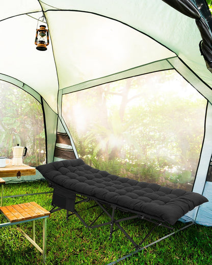 Sportneer Feldbett mit Matratze – Camping- & Gästebett Schwarz