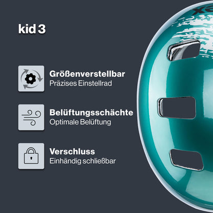 uvex kid 3 Velohelm für Kinder Teal-Silver 51-55 cm
