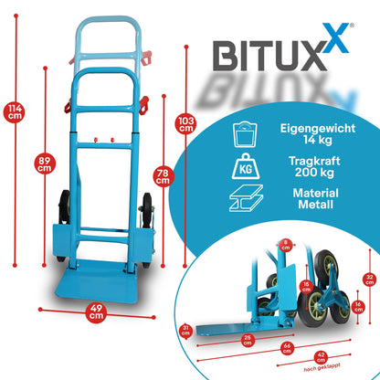 Bituxx Treppen-Sackkarre 200kg klappbar – Hartreifen