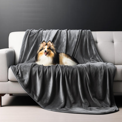 Bedding Aid Hundedecke Flauschig - 203x229cm Dunkelgrau/Hellgrau